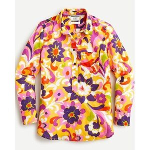 J.Crew Collection Shirt Size 6 Ratti Floral Print Artsy Garden Bohemian Chic